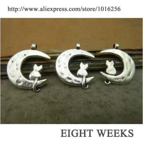 Zinc alloy pendant jewelry accessories diy handmade material charms moon cat