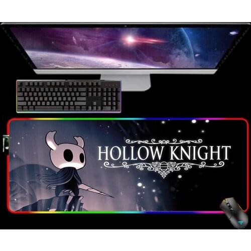 RGB Hollow Knight Anime Gaming Mouse Pad Gamer Computer Mousepad Backlit Mause Pad Large Mousepad for Desk Keyboard LED Mice Mat