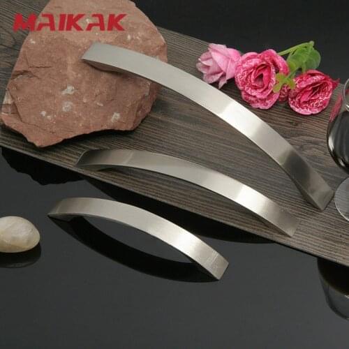 MAIKAK Aluminum Alloy Furniture Handle Brushed Silver Kitchen Door Handles Cabinet Handles Drawer Knobs Wardrobe Drawer Pulls
