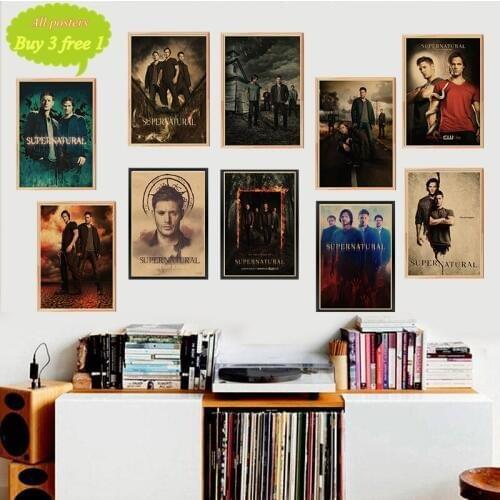 Supernatural retro kraft wallpaper Style Poster Wall Bar House Art Decoration Painting core