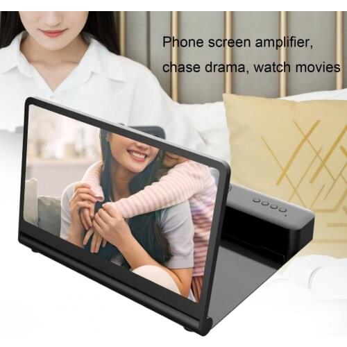 Phone Holder Screen Amplifier 3D High Definition with Bluetooth 5.0 Speaker Desk Smartphone Screen Magnifier for Watching Movie