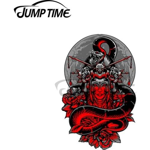 Jump Time 13 x 6.8cm For Japanese Red Geisha Warrior Car Stickers Trunk Windows Trunk Anime Decal Refrigerator Car Assessoires