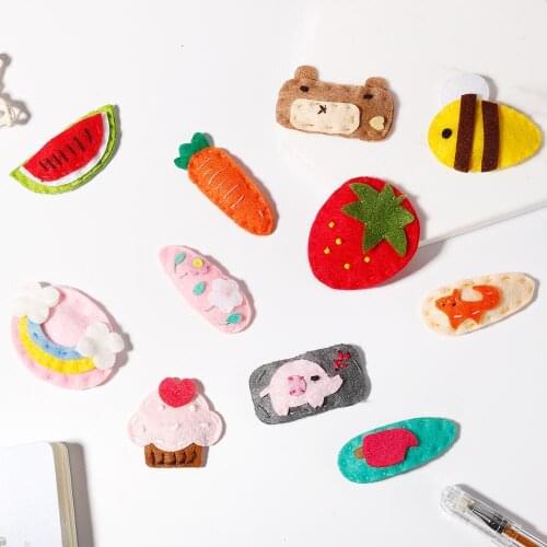 1PC Children Kids Cartoon Hair Accessories Crocodile Animal Hairpins Watermelon Strawberry Felt Fruit Hair Clips Barrettes