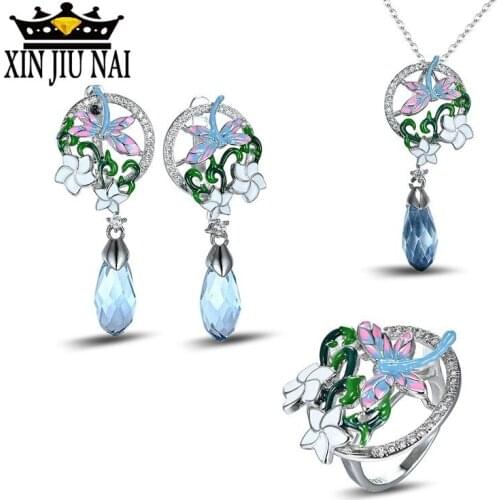 2020 hot new arrival arrives personality luxury retro delicate enamel color cute dragonfly womens prom banquet jewelry set