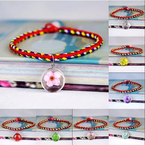 1PC Dried Flower Bracelet Immortal Plant Specimen Literary Glass Ball Head Jewelry Small Fresh