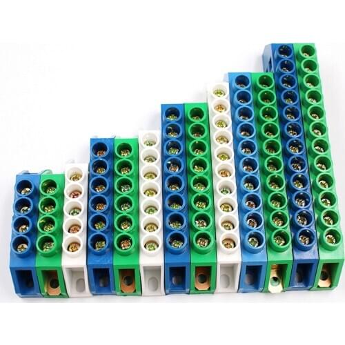 1pcs Bridge Design Zero Line 4-12 Pole Screw Brass Copper Grounding Strip Terminal Block Connector Earth And Neutral