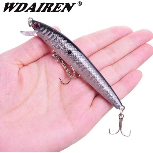 1Pcs Topwater Wobblers Fishing Lures 95mm 8g Minnow Floating 3D Eyes Hard Bait with Treble Hooks Crankbait Fishing Tackle