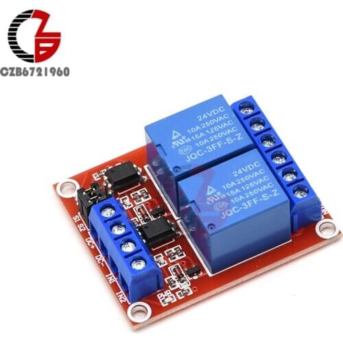 2 Channel DC 24V Red PCB Relay Module High and Low Level Trigger Relay Module with Optical Coupling Isolation