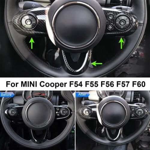 3PCS For MINI Cooper F54 F55 F56 F57 F60 Carbon Fiber Style Car Steering Wheel Covers Car Interior Accessories Sticker Cover