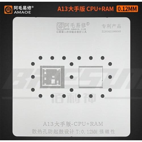 Amaoe High quality Chip BGA Reballing Stencil Kits Set Solder for iphone A8 A9 A10 A11 A12 A13 CPUUesik 0.12