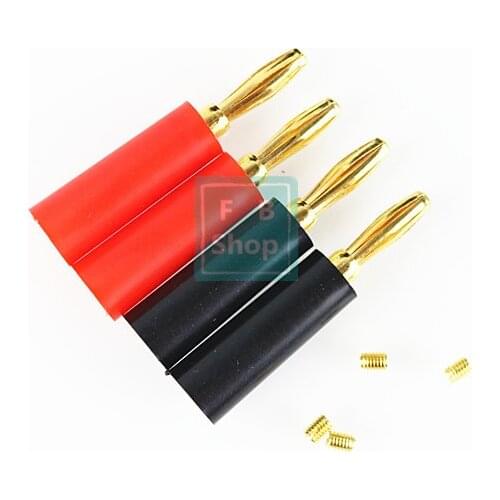 Free Shipping 10pcs/lot 4mm Banana Plug Gold Plated Connector Jack Banana Head Black and Red Color