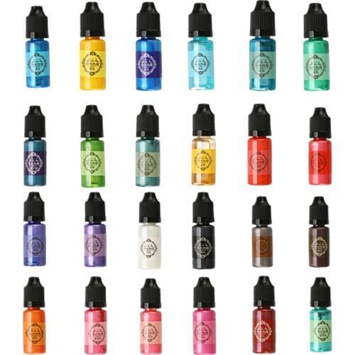 24 Colors 10ml Liquid Pearl Coloring Dye Pigment Resin Epoxy High Concentration UV Resin for DIY Jewelry Crafts Making Tools