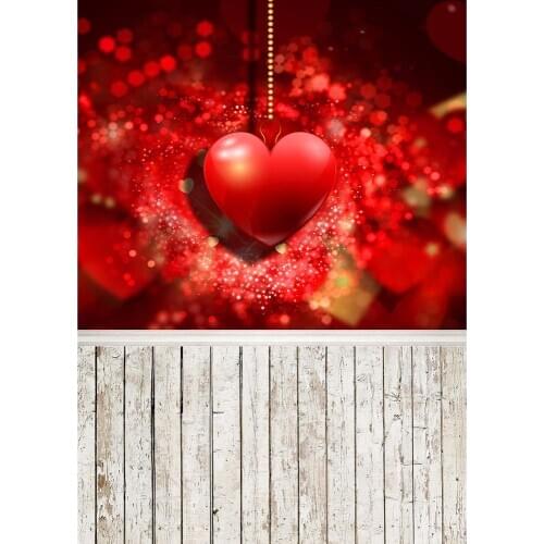 Red Hearts Flare Bokeh Photo Backdrops Vinyl Cloth Backgrounds for Lovers Valentines Day Wedding Photoshoot Photography Props