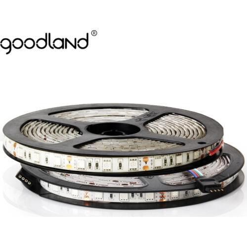 Goodland LED Strip Light RGB 5M DC12V 60LEDs/m IP65 Waterproof SMD5050 Single Color Flexible LED Ribbon For Home Decoration