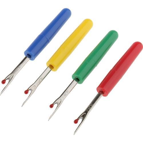 4pcs Assorted Steel Seam Ripper Sewing Tools Stitch Thread Unpicker Button Hole Cutter with Plastic Handle