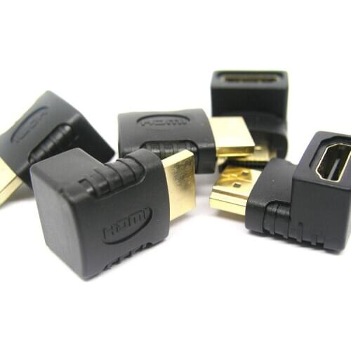 HDMI Cable Adapter Converters 90 Degree Angle HDMI Male To HDMI Female for 1080P HDTV Cable Adaptor Converter Extender 300pcs