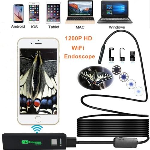 WiFi 8mm 1200P Endoscope Camera Mini Waterproof Inspection scope Camera USB Endoscope Borescope for IOS Android Iphone