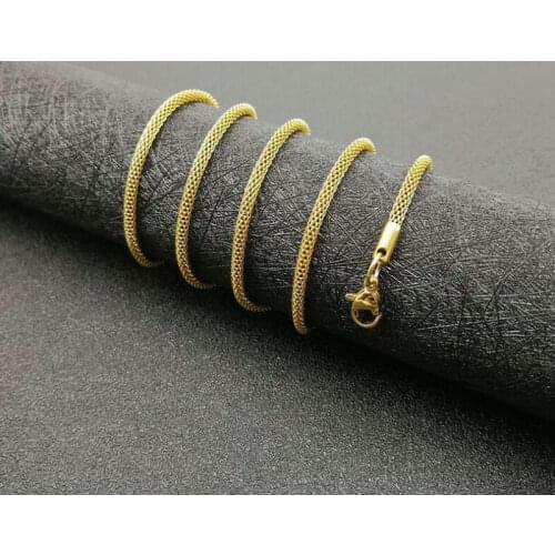Titanium steel round mesh necklace 2.5mmX61cm Round Mesh Corn Necklace All-match titanium steel chain