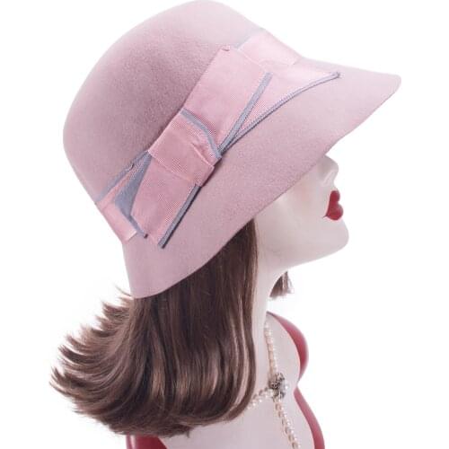 Lawliet Chic Womens Downtown Abbey Style Cloche Bucket Wool Felt Wedding Church Hat T410