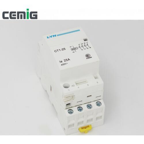 Cemig Household AC Modular Contactor CT1-25 4P 16A 20A 25A 4NO 50/60Hz 220/240V