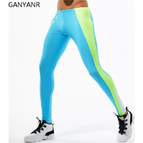 GANYANR Running Tights Men Sports Legging Fitness Yoga Basketball Compression Athletic Long Bodybuilding Gym Jogging Pants Skins