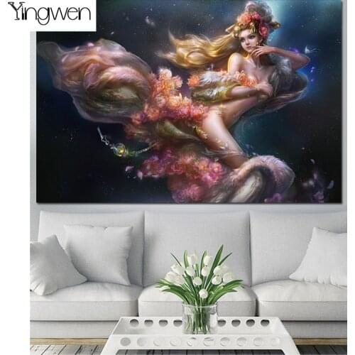 Fantasy Fairy Diy 5d Diamond Painting Cross Stitch Kits Full Diamond Embroidery Women Flower Mosaic Rhinestone Home Decor Gift