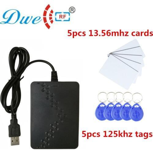 Low cost nfc 13.56mhz rfid reader 125khz usb interface keyboard emulation door access control with 5 cards and 5 tags free