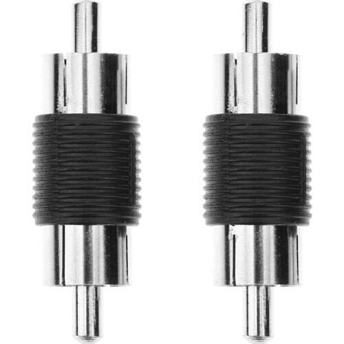 New 2pcs RCA Male to Male AV Audio Video Plug Jack Extension Cable Connectors RCA Male to Connectors Couplers Monitor Adapters