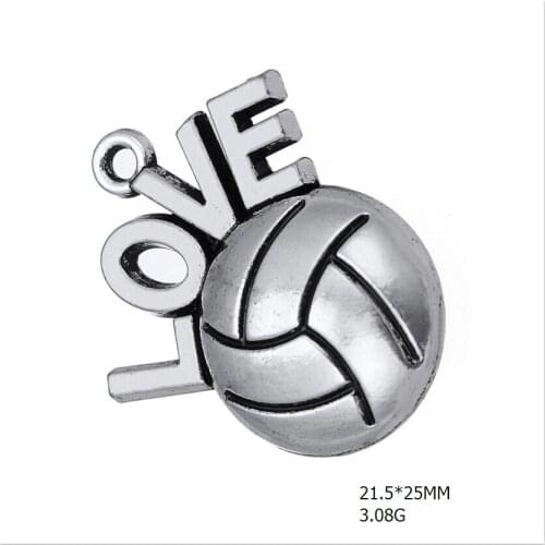 NEW 2021 Antique Silver Plated I Love Volleyball Necklace Pendant Sports Fan Charms DIY Wholesale Jewelry