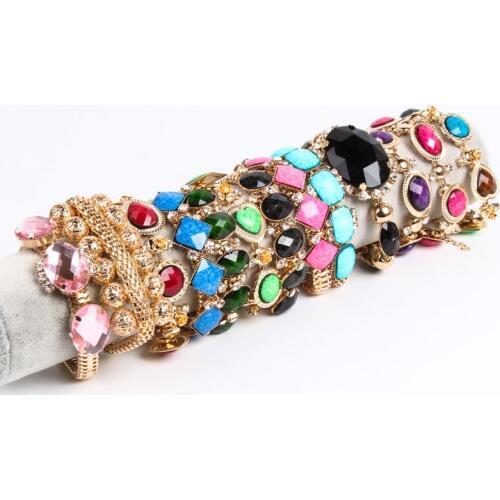New product wholesale 12 pieces mixed style multicolor simple fashion bohemian big meteorite style jewelry bracelet