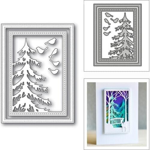 New Delicate Pine Tree Stitched Frame 2020 Metal Cutting Dies for Scrapbooking Decor and Card Making Embossing Craft No Stamps