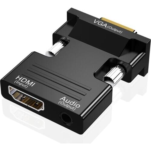 1080P Female HDMI to VGA Male Converter Adapter with 3.5mm Audio portable HDMI Connector