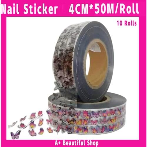 Nail Transfer Paper Butterfly And Christmas And Halloween Series Nail Foil Uv Nail Sticker Art 3D Decoration 4cm*50m 10Rolls