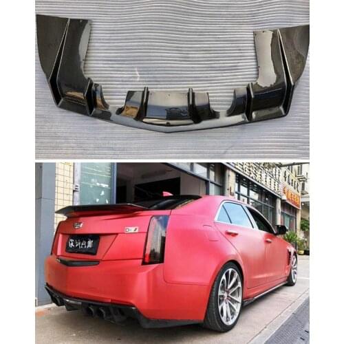Carbon Fiber Car Rear Trunk Lip Bumper Diffuser Protector Cover Fits For Cadillac ATS ATS-L 2014 2015 2016 2017