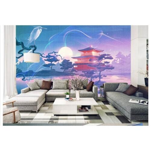 Customzed 3d wallpaper 3d kids wallpaper Retro cartoon wall painting pavilions, terraces and open halls wall