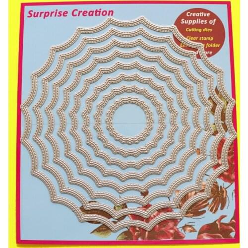 Cutting Dies 6x6" Wave Circle Scrapbook Cardmaking DIY Paper Craft Metal Stencil