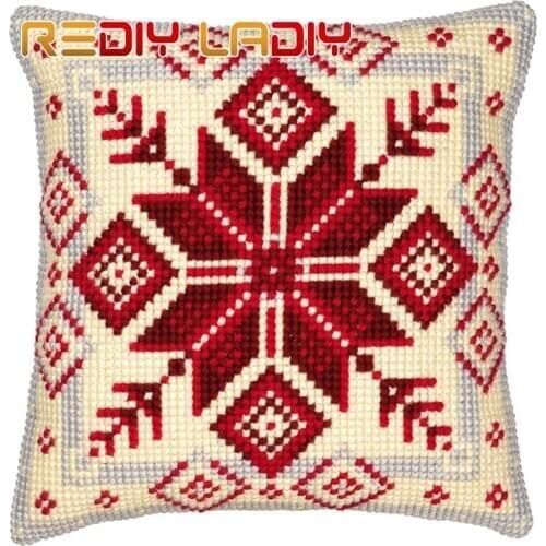 DIY Cross Stitch Cushion Cover Geometrical Forms Pillow Chunky Cross-Stitch Cushion 100% Acrylic Yarn Pillow Case Arts & Crafts
