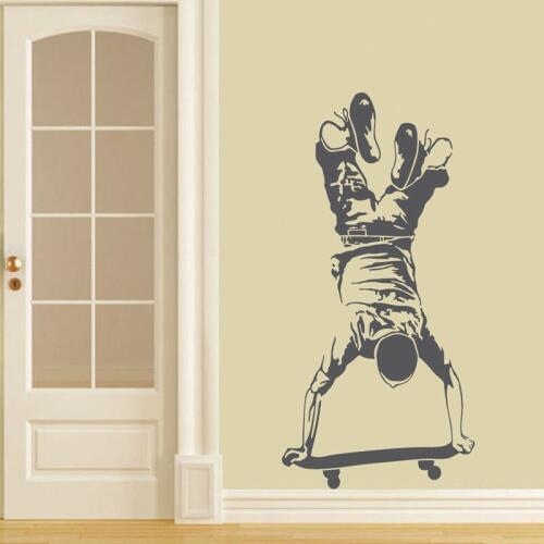 Skater Boy Wall Sticker Cool Skateboard Sports Vinyl Wall Art Decal Skateboarding Posture Wall Posters Boys Room Décor AF009