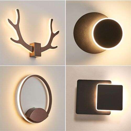 Nordic Modern Bedside Lamp Wall Lamps Simple Creative Personality Led Living Hall Background Round Bedroom Lamp Wall Lights