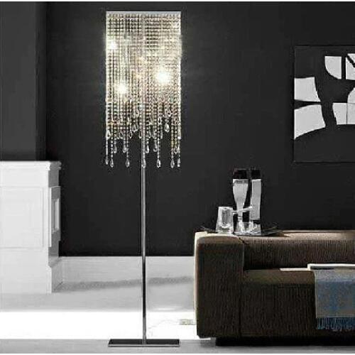 High quality oblong rectangular glass square crystal floor lamp LED bulb optional square crystal floor light