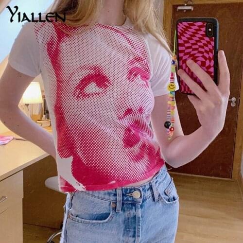 Yiallen Summer 2021 New Women White T-Shirts Ladies Print Y2K Short Sleeve Casual High Street Wear Fashion Graphic Top Hot