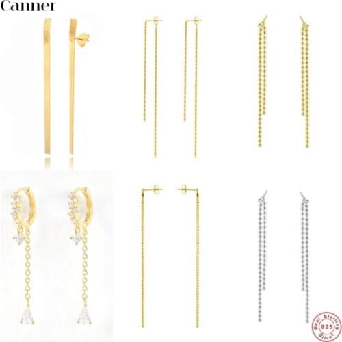 Canner Bohemia Huggie Earrings For Women Cross Hoops 925 Sterling Silver Chain Tassel Piercing Jewelry 2021 Trend Pendientes W5