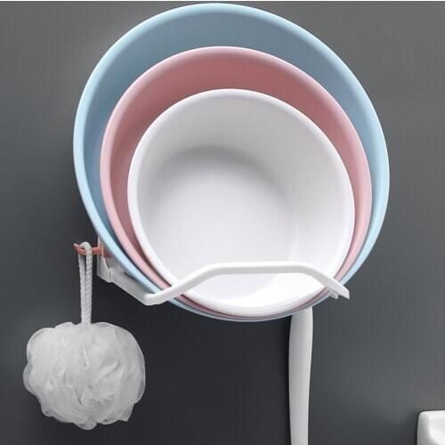 1PC Bathroom Rack Punch-free Self Adhesive Wall Mounted Washbasin Storage Shelf Towel Hanging Stand Foldable Organizer Rack