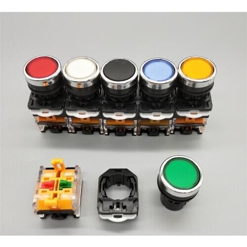 1pcs ON-OFF Momentary/Latching Push button switch 22mm 4 Screws Circular small size Flat round Panel Cutout LA38-11BN 11BNZS