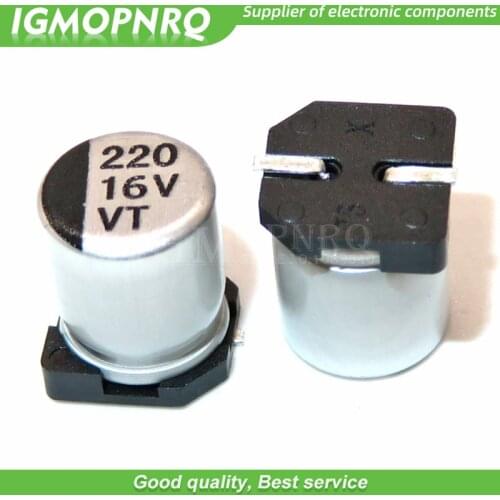 10pcs 16v220uf 6.3*7.7mm SMD aluminum electrolytic capacitor 220uf 16v 16v220uf-SMD