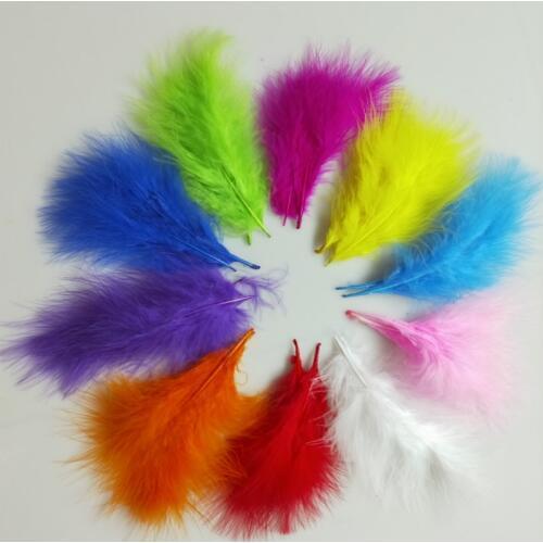 200pcs 4-6 Inches 10-15 cm Chicken Plumes Turkey Marabou Feathers for Carnival Halloween Christmas DIY Craft Decoratie Veren
