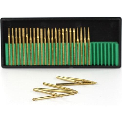 30pcs Diamond Grinding Head Shank Drill Bit Set Burr Drill Grinder Bits Dremel Rotary Tools Woodworking