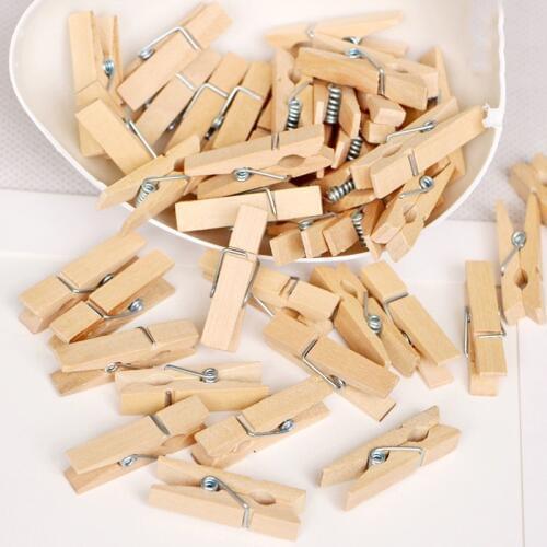 Natural Wooden Clips Photo Clothes Photo Paper Peg Pin Clothespin Craft Clips School Office Stationery Wood Clips Wall Decor
