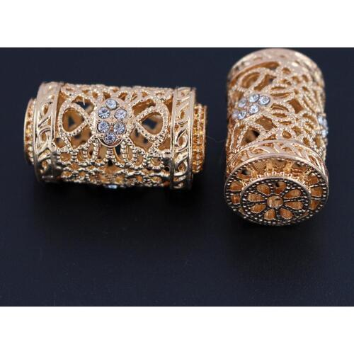 African Spacer Beads Hollow Metal Connectors Paved Rhinestone DIY Findings for Ghana Ashanti Akan Men Women Wedding Jewelry Set