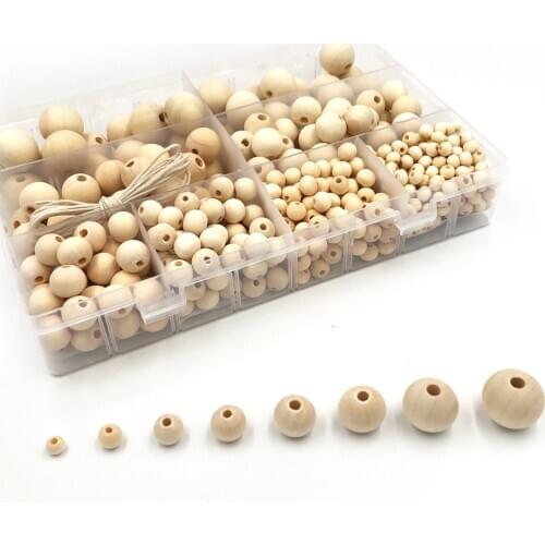 485pcs/Set Unfinished Wooden Round Beads Natural Wood Teething Bead Jewelry Making Handmade For Bracelet necklace DIY Jewelry